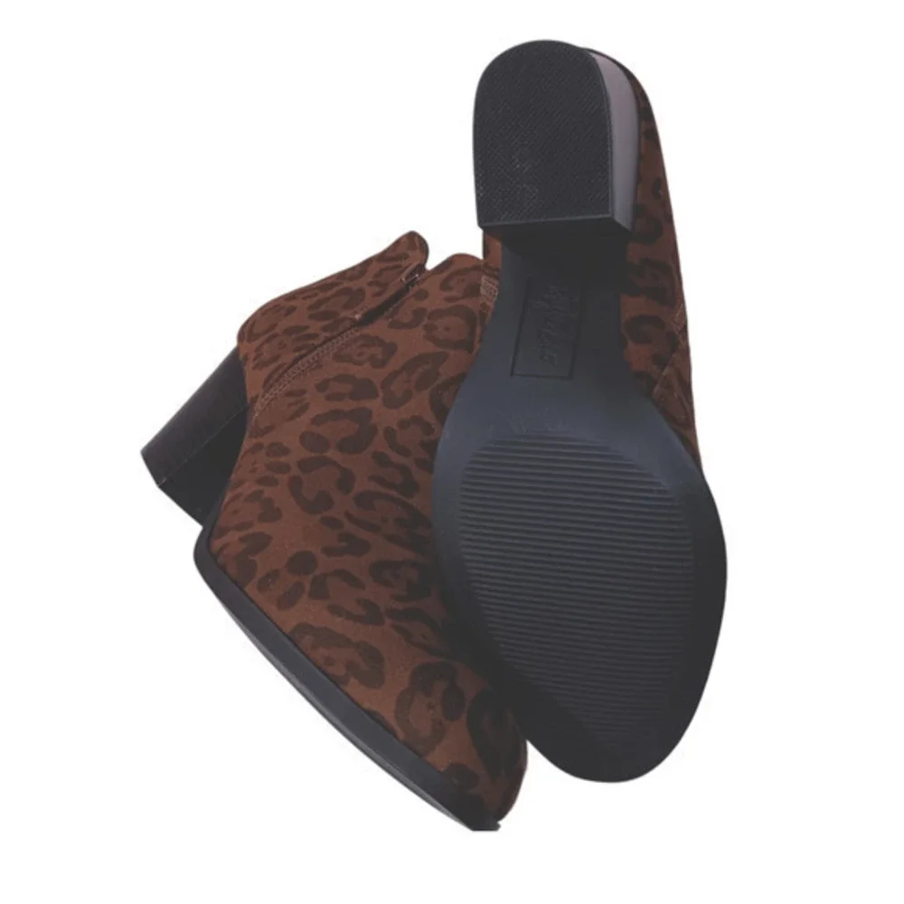 NEW Style & Co. Animal Print Boots Size 8.5 Ankle Black Brown Vegan Faux Leather